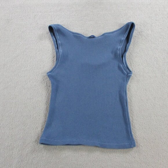 SKIMS Cotton Rib Tank Top Womens Medium Harbor Blue Crop Casual Ribbed Lounge - Picture 3 of 8